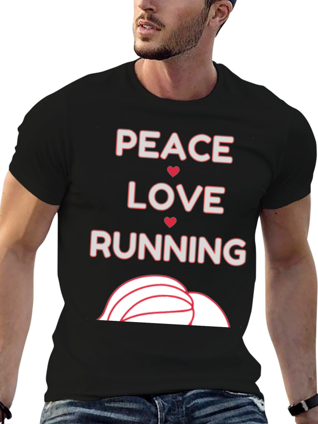 Peace Love Running Graphic T-Shirt