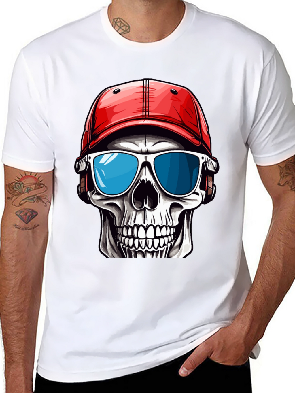 Skull in Cap Graphic T-Shirt