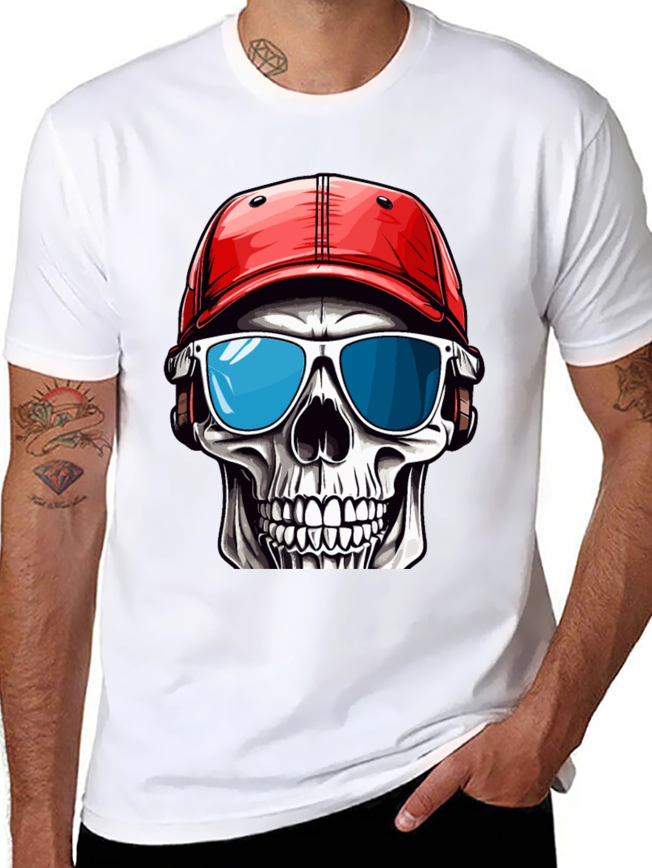 Skull in Cap Graphic T-Shirt