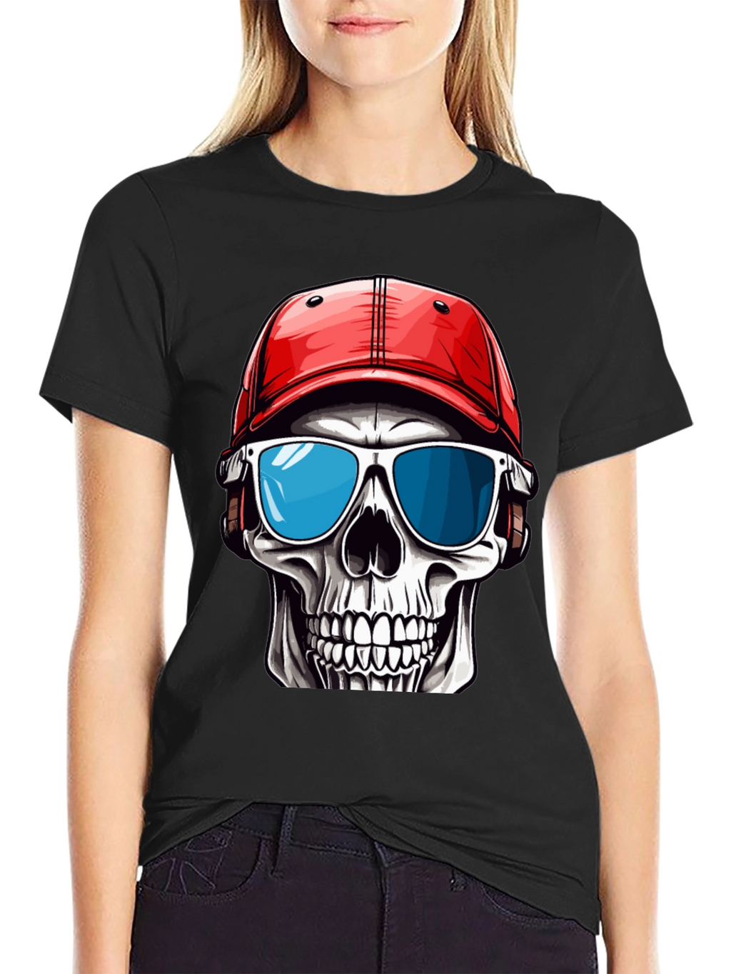 Skull in Cap Graphic T-Shirt