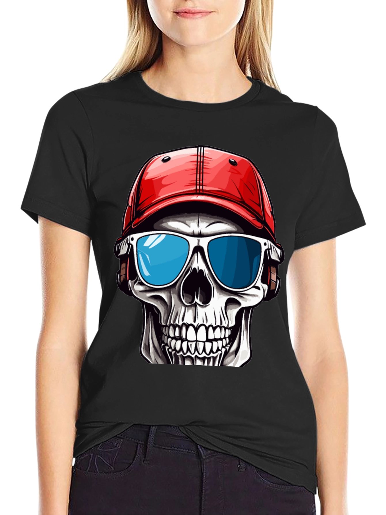 Skull in Cap Graphic T-Shirt