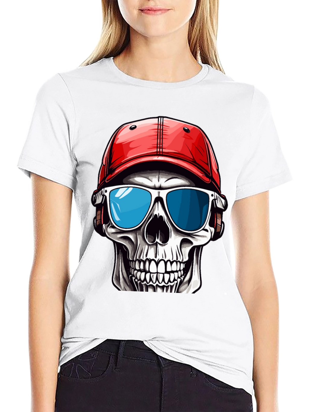 Skull in Cap Graphic T-Shirt