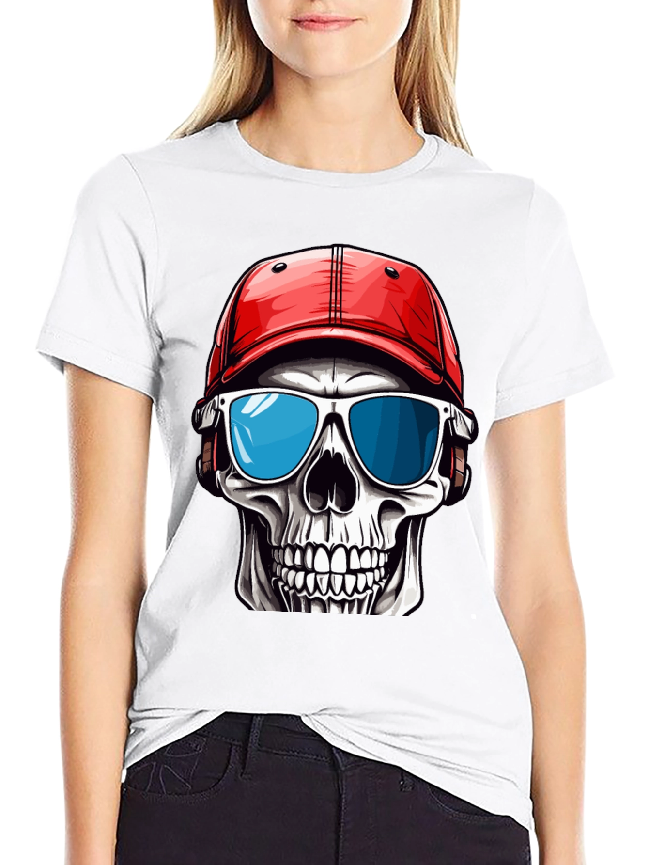 Skull in Cap Graphic T-Shirt