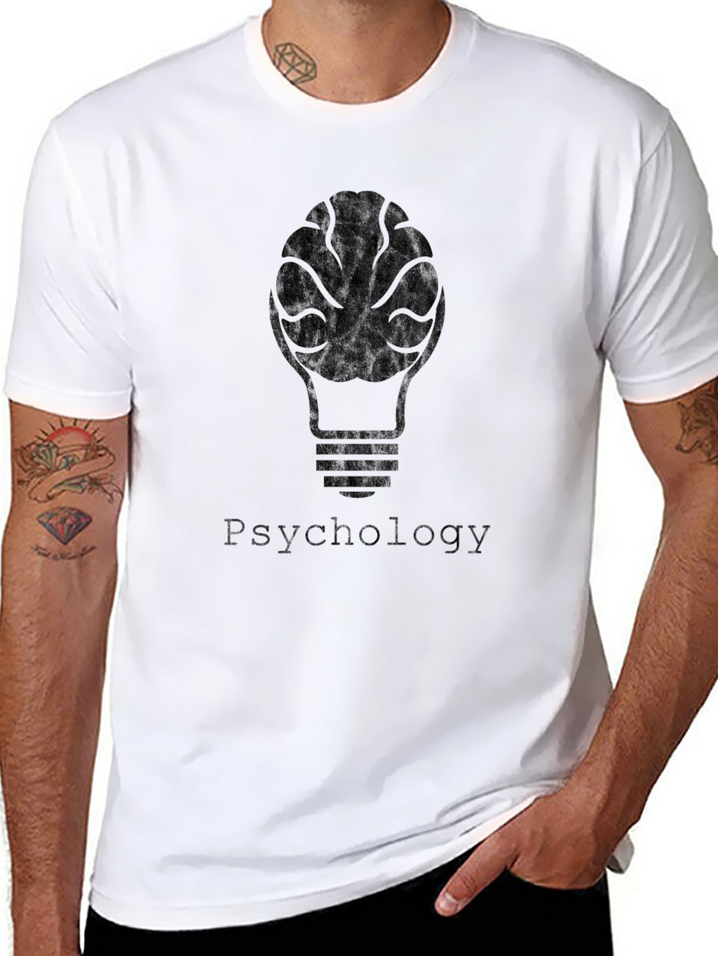 Psychology Brain Light Bulb T-Shirt - Black