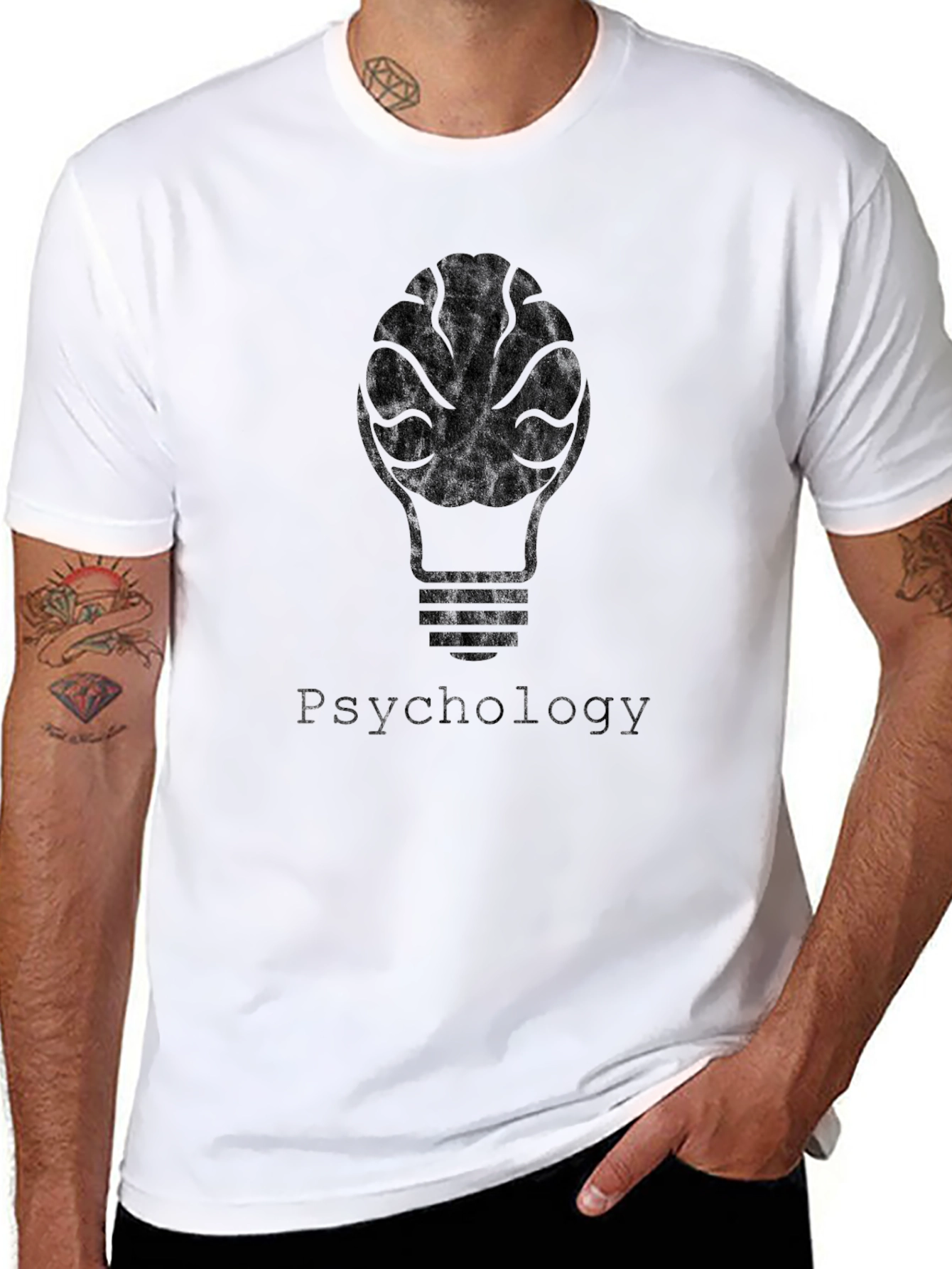 Psychology Brain Light Bulb T-Shirt - Black