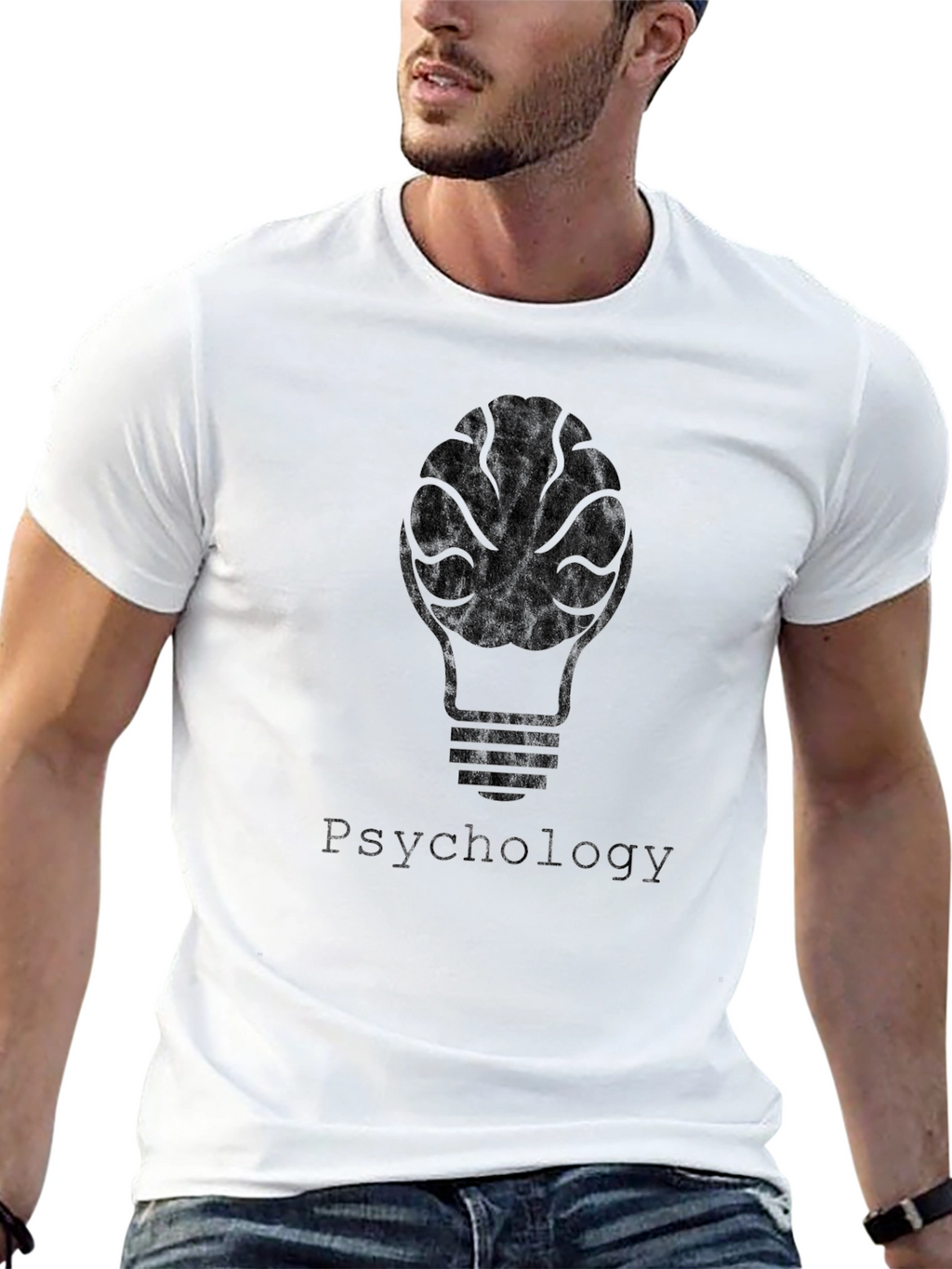 Psychology Brain Light Bulb T-Shirt - Black