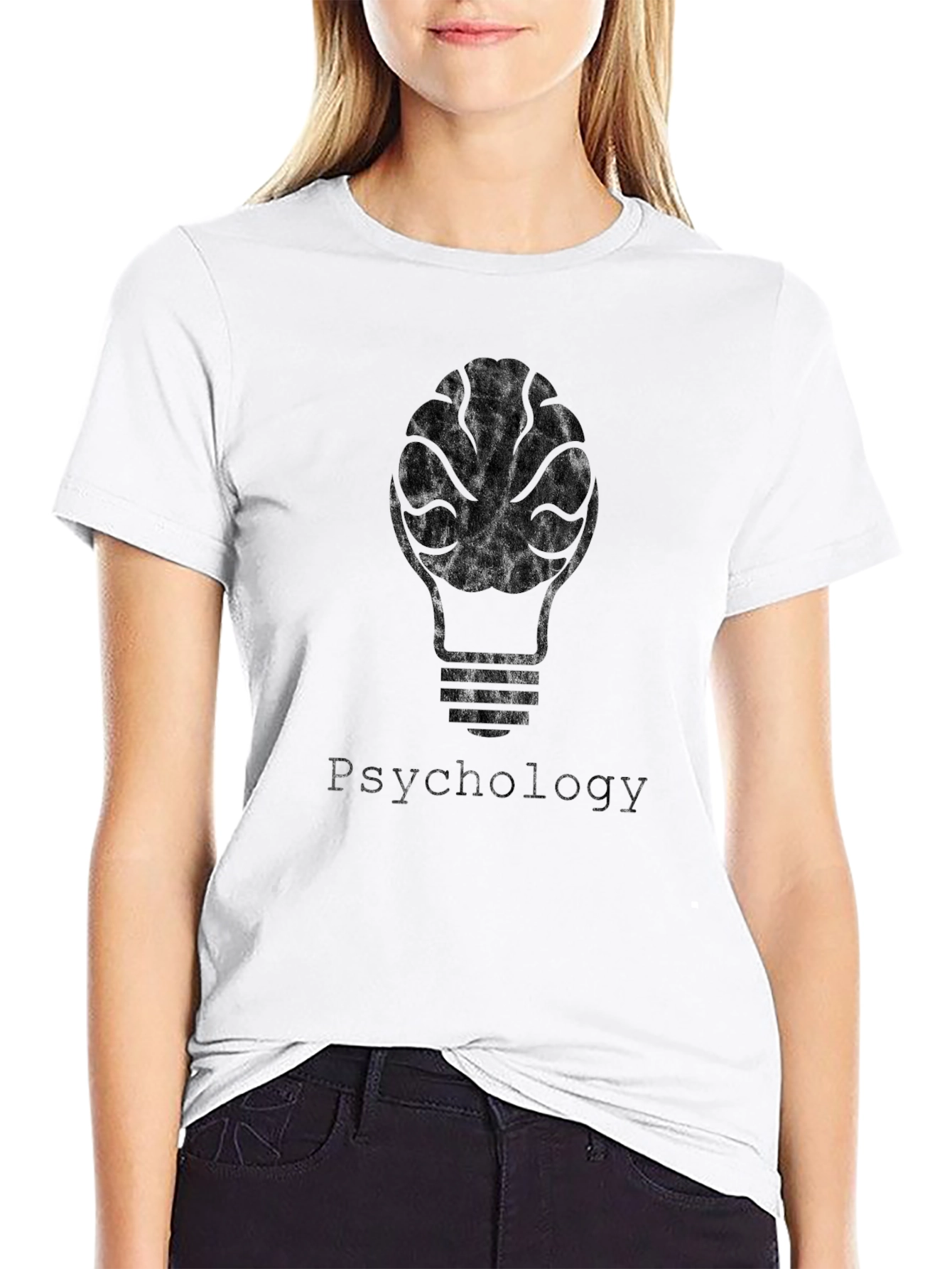 Psychology Brain Light Bulb T-Shirt - Black