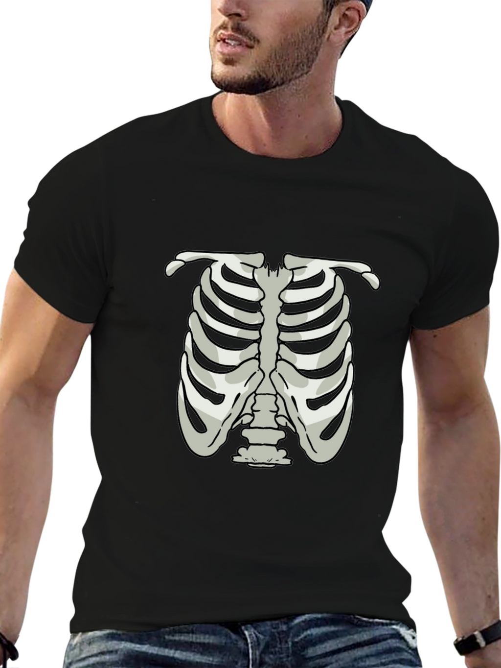 Skeleton Rib Cage Graphic Tee - Halloween Costume Shirt