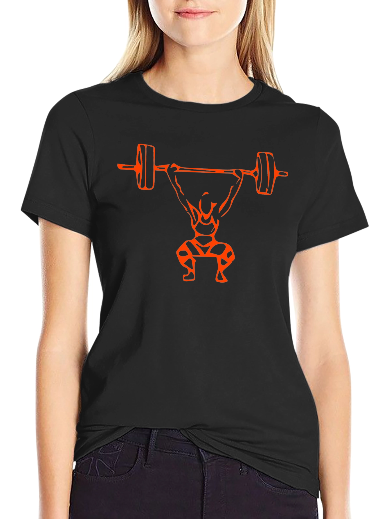 Weightlifting Silhouette Graphic Tee - Black Cotton Blend