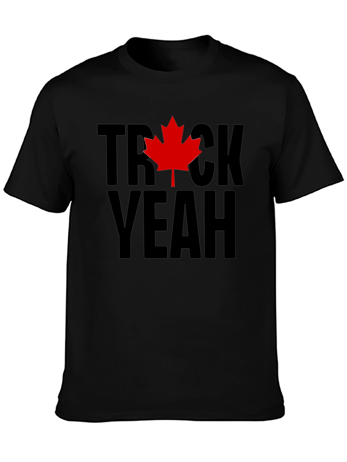 Trick Yeah Canada T-Shirt - Black Maple Leaf Tee