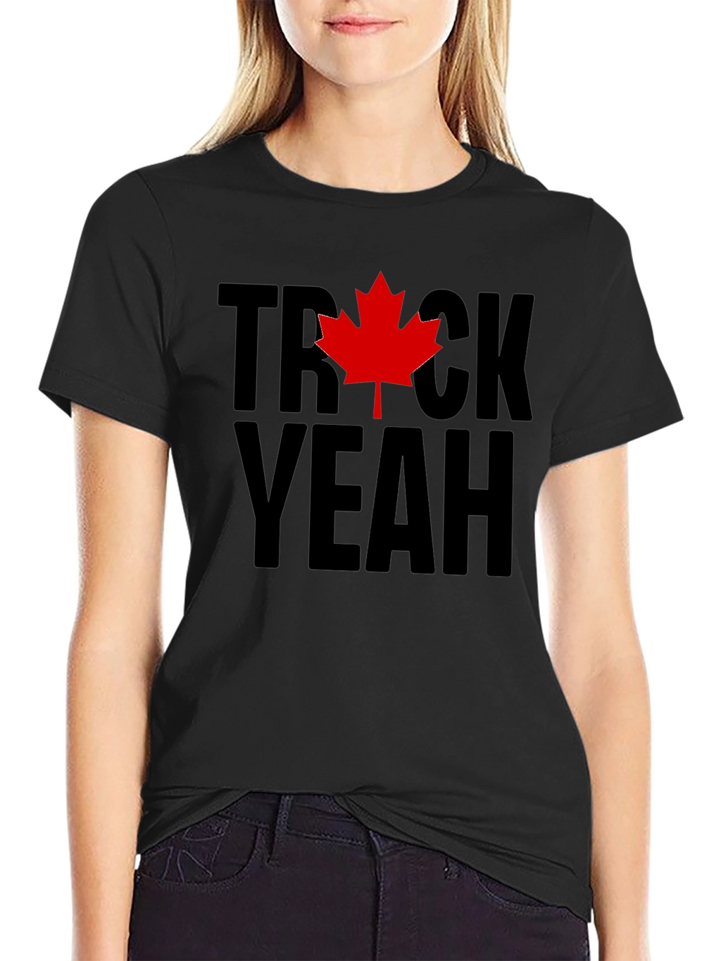 Trick Yeah Canada T-Shirt - Black Maple Leaf Tee