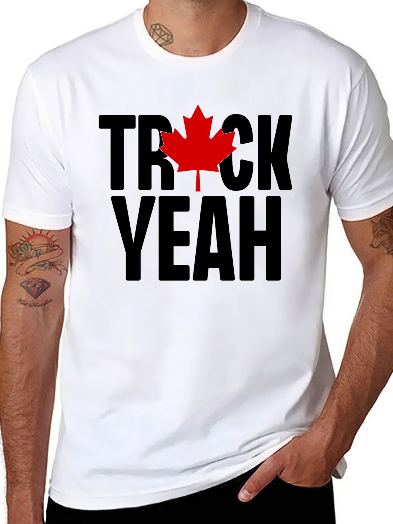 Trick Yeah Canada T-Shirt - Black Maple Leaf Tee