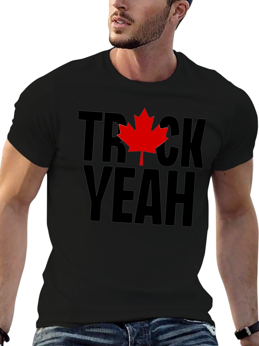 Trick Yeah Canada T-Shirt - Black Maple Leaf Tee