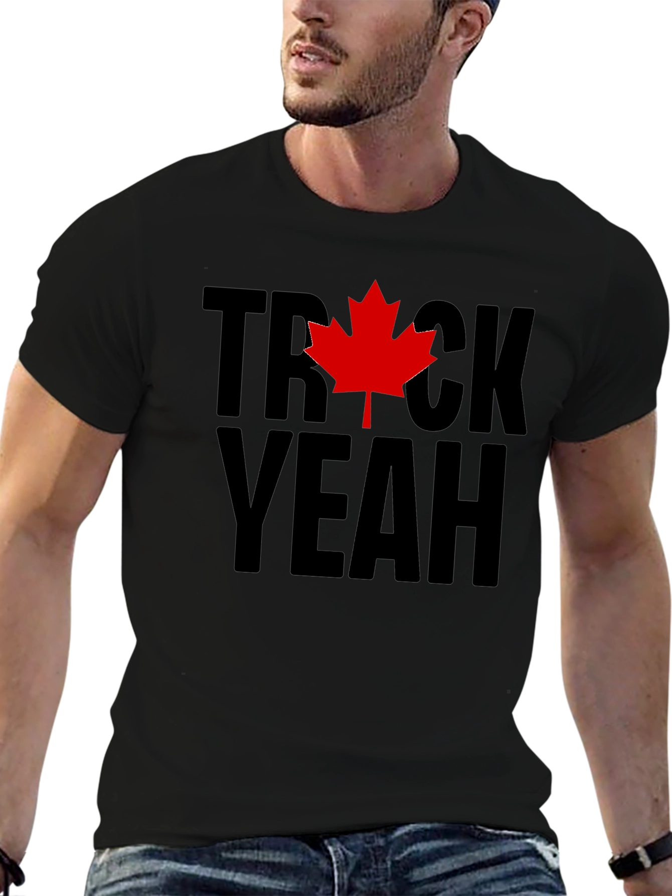 Trick Yeah Canada T-Shirt - Black Maple Leaf Tee