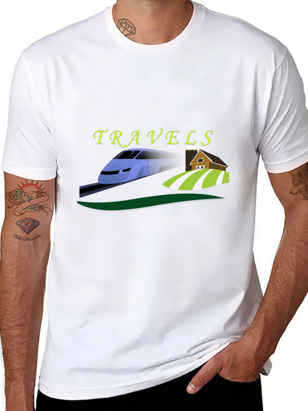 Travels Train and Farm Graphic Tee - Black