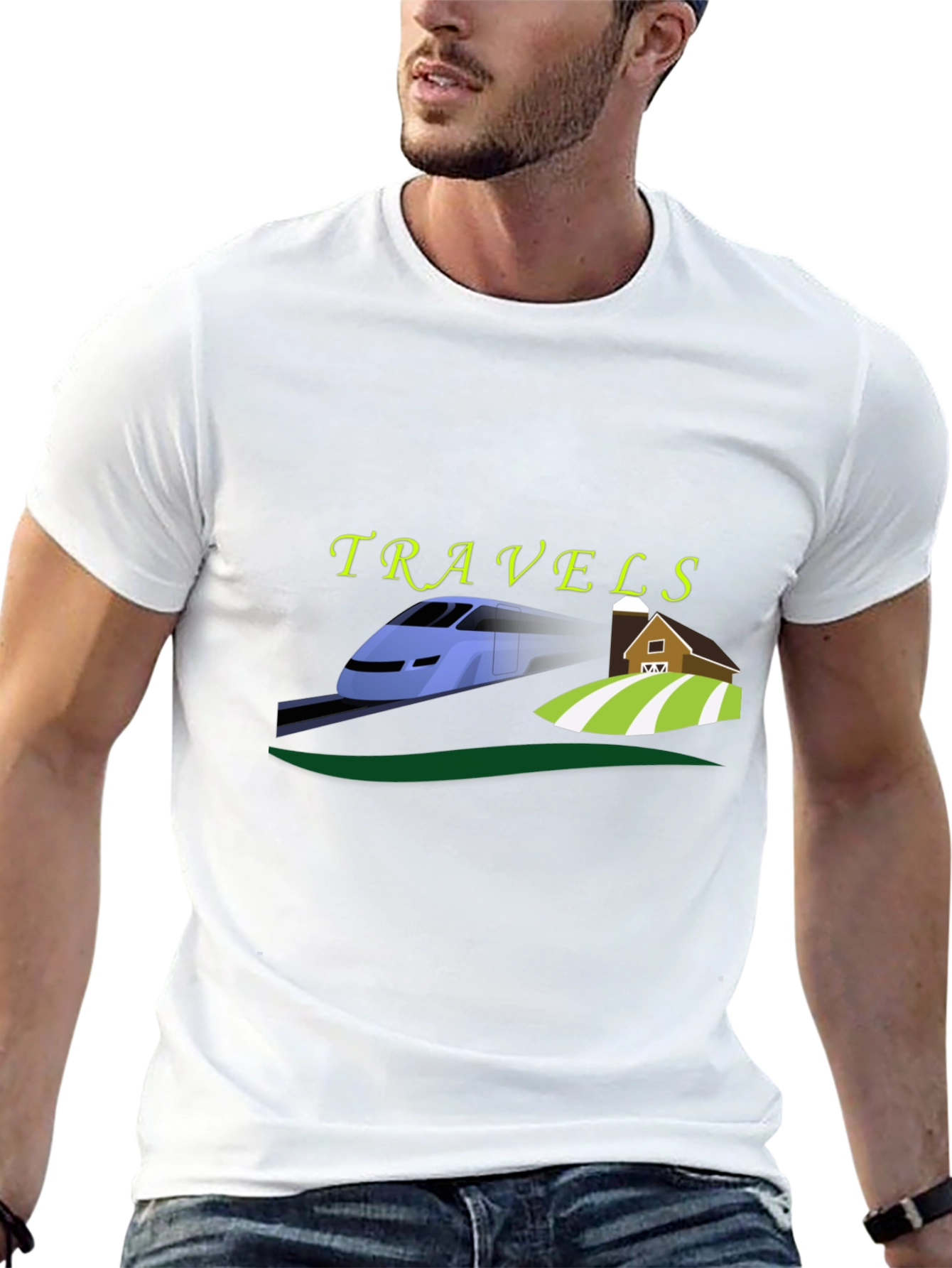 Travels Train and Farm Graphic Tee - Black