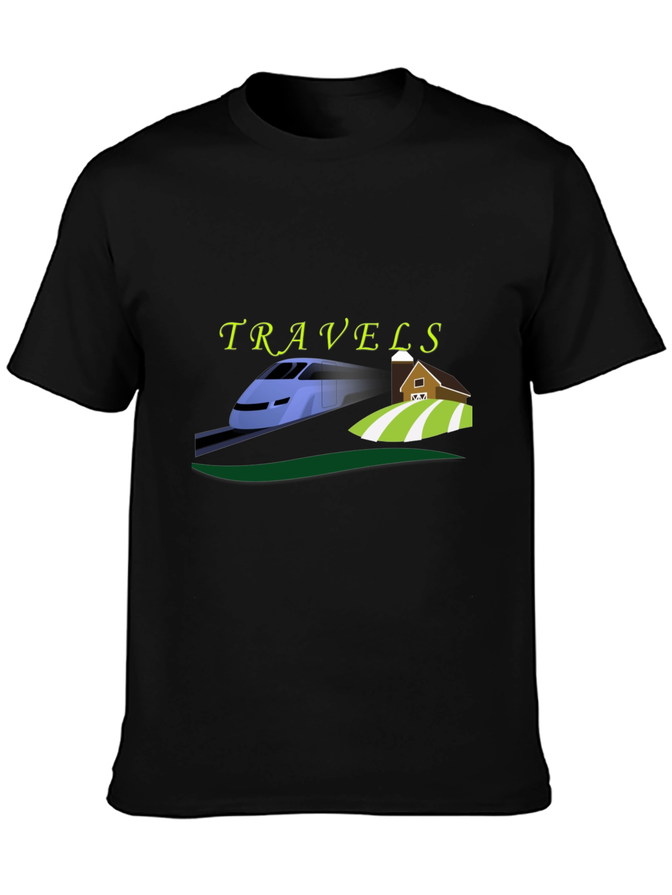 Travels Train and Farm Graphic Tee - Black