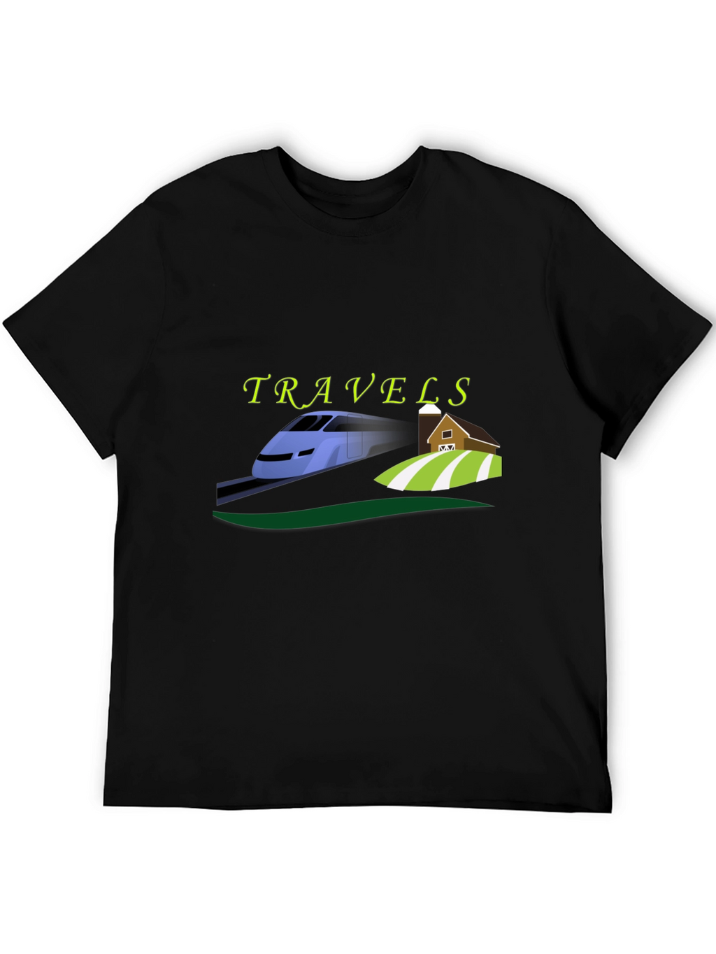 Travels Train and Farm Graphic Tee - Black