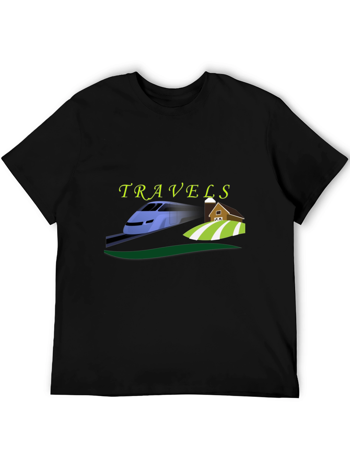 Travels Train and Farm Graphic Tee - Black