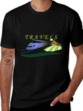Travels Train and Farm Graphic Tee - Black
