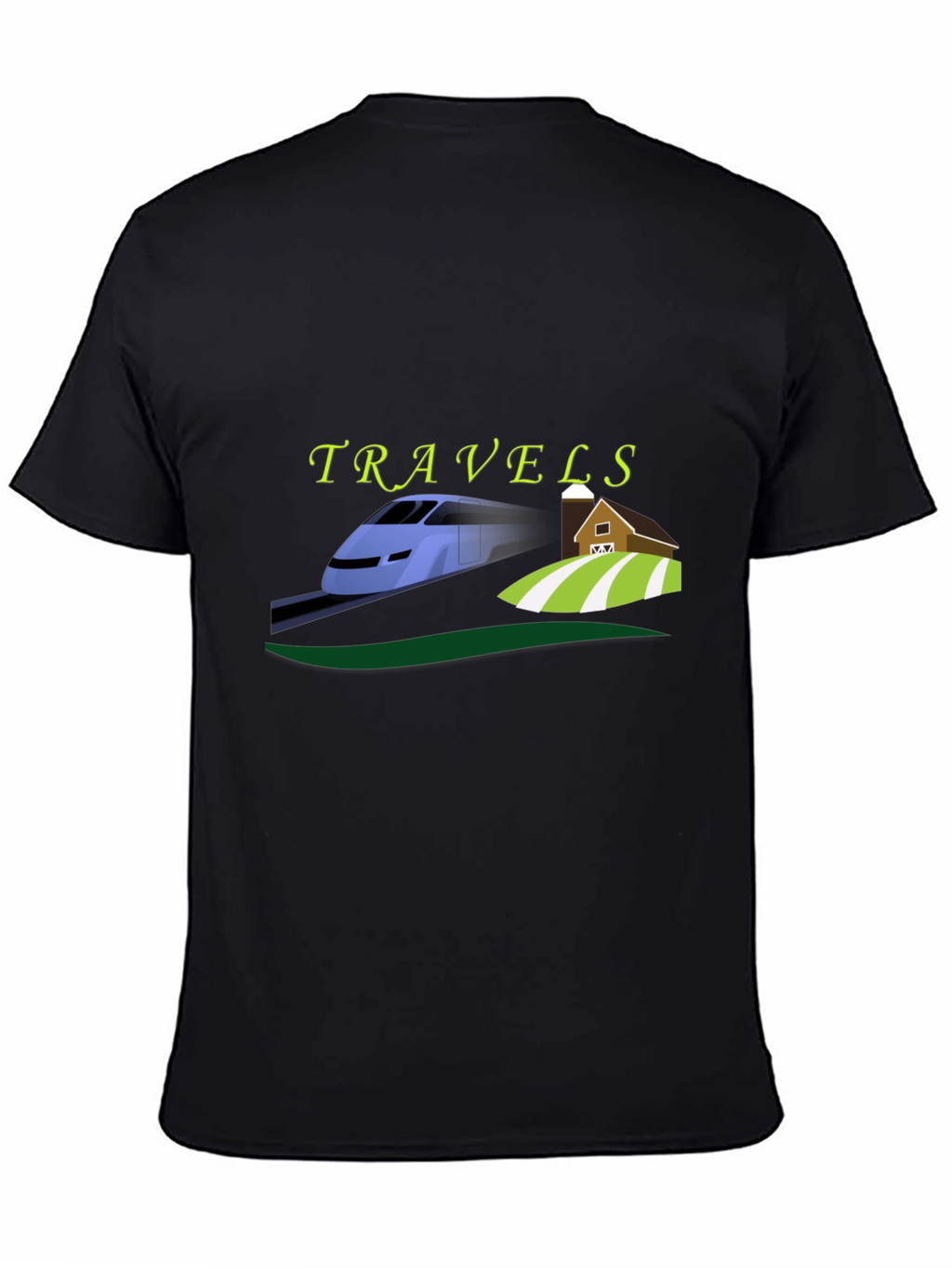 Travels Train and Farm Graphic Tee - Black