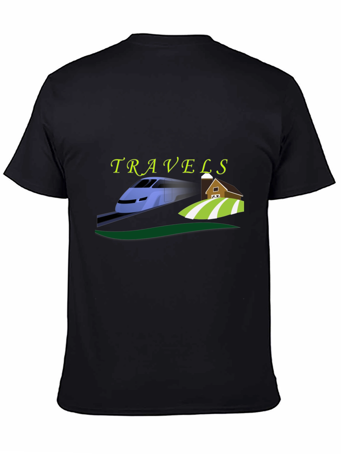 Travels Train and Farm Graphic Tee - Black