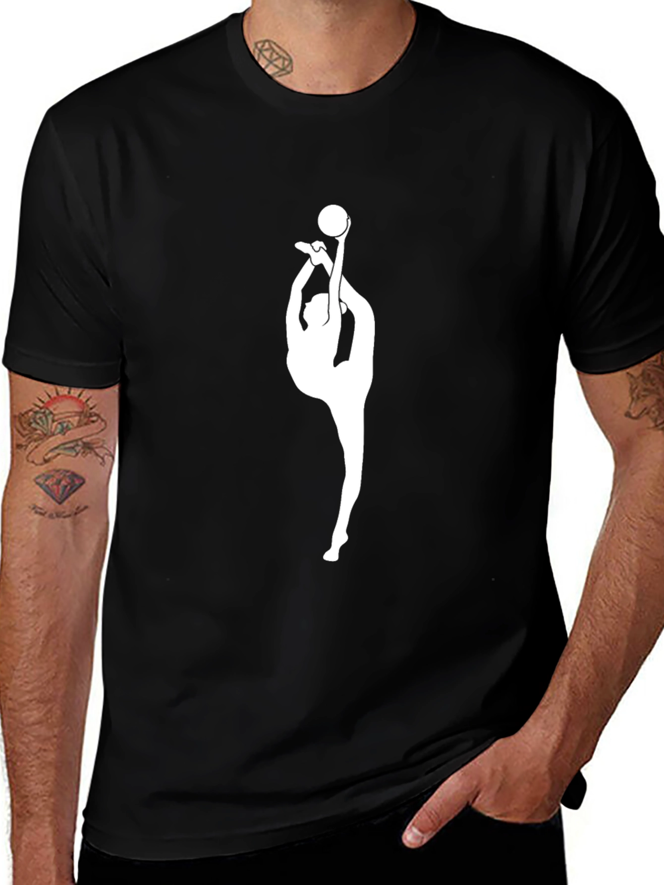 Gymnast Silhouette Graphic Tee - Black