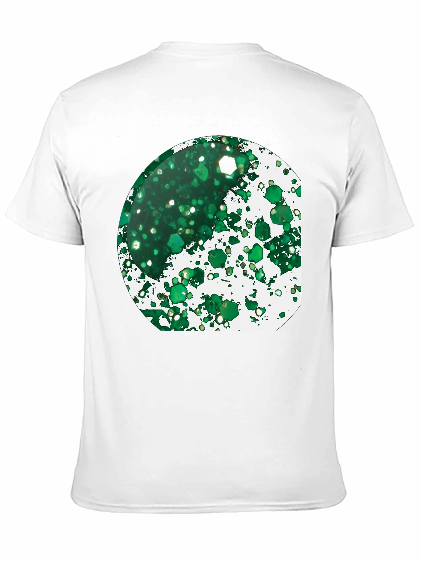 Green Abstract Art Print Black T-Shirt