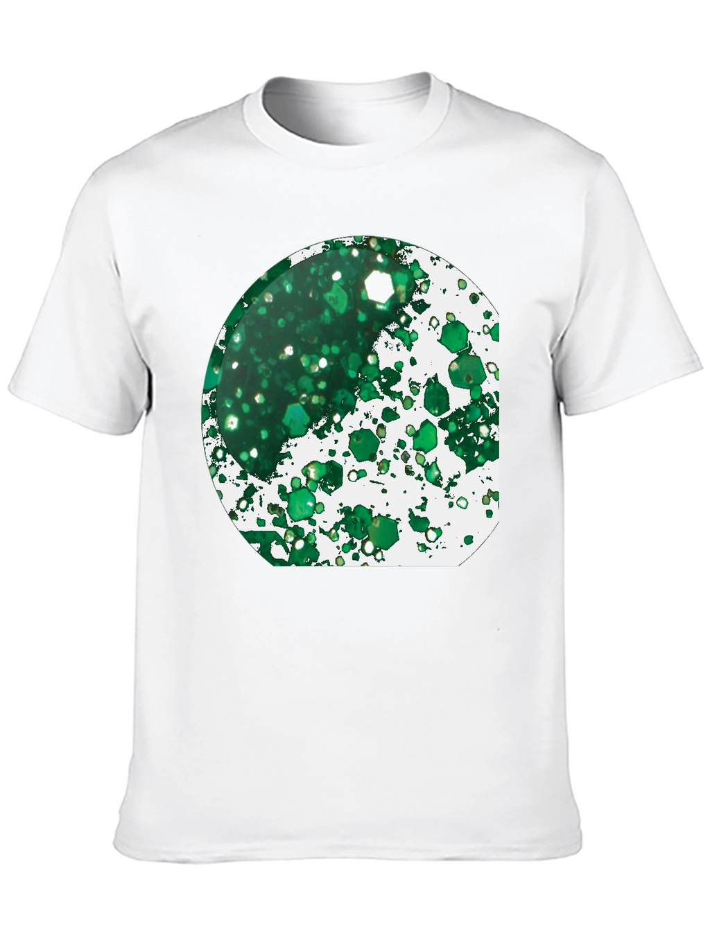 Green Abstract Art Print Black T-Shirt