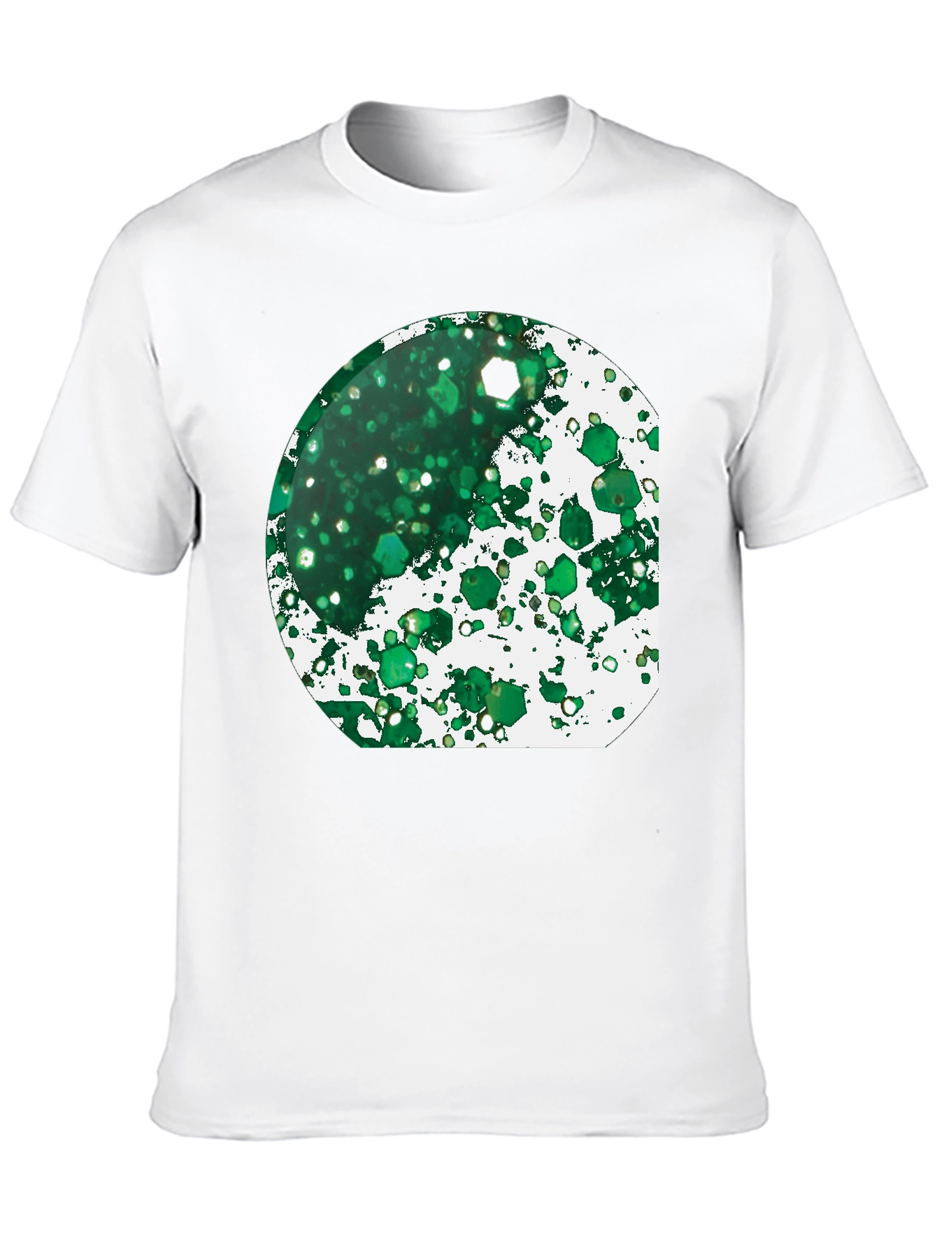 Green Abstract Art Print Black T-Shirt