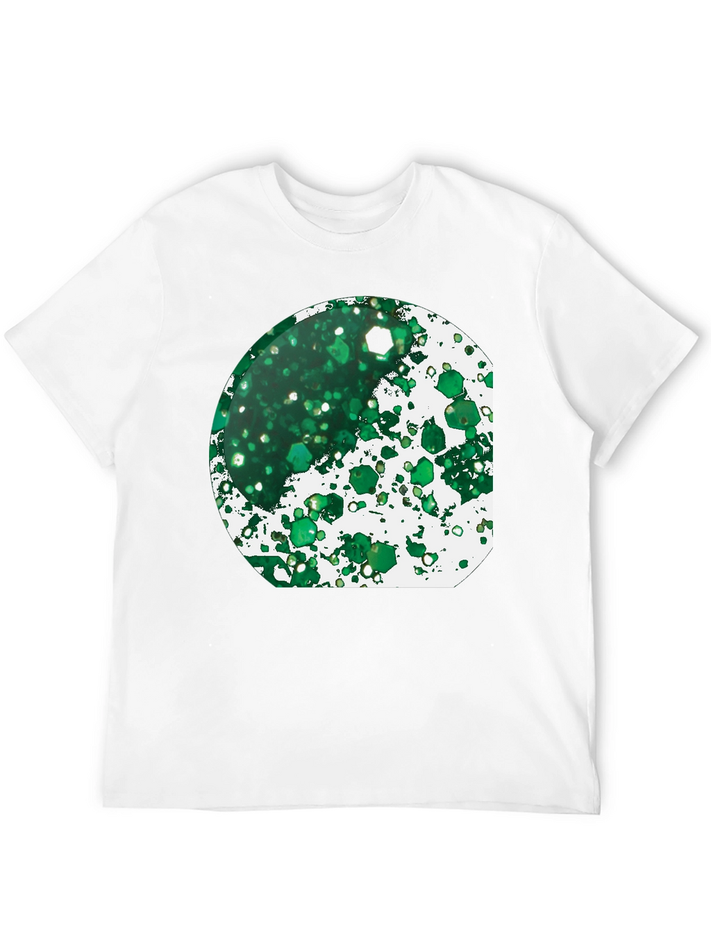Green Abstract Art Print Black T-Shirt