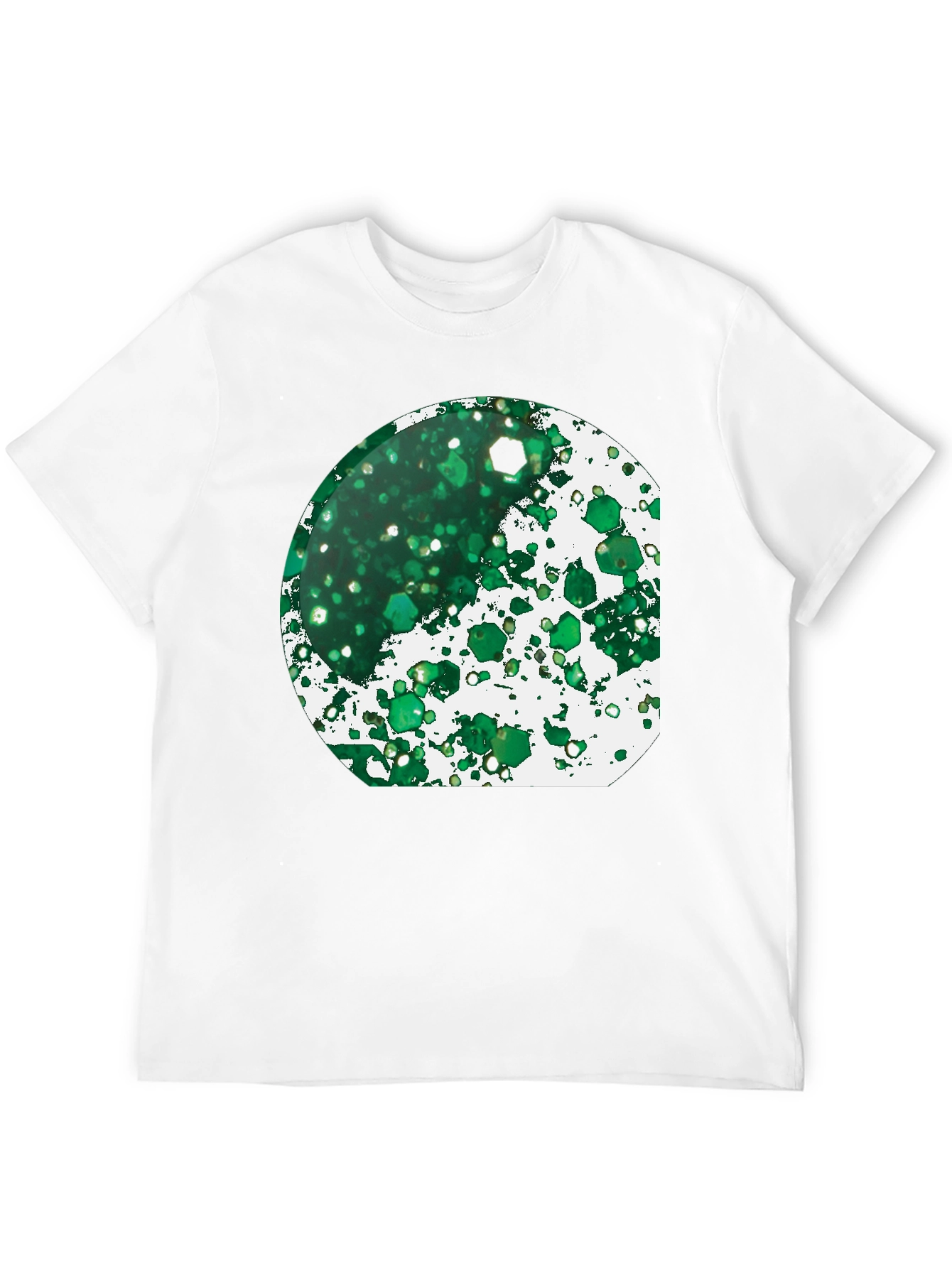Green Abstract Art Print Black T-Shirt