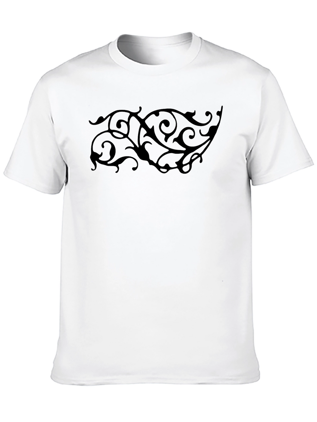 Black Graphic Tee - Elegant Swirl Design
