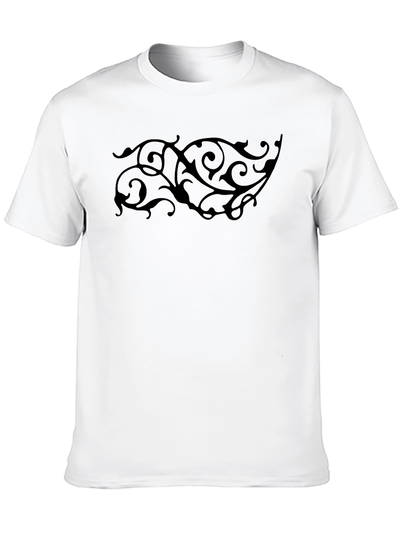 Black Graphic Tee - Elegant Swirl Design