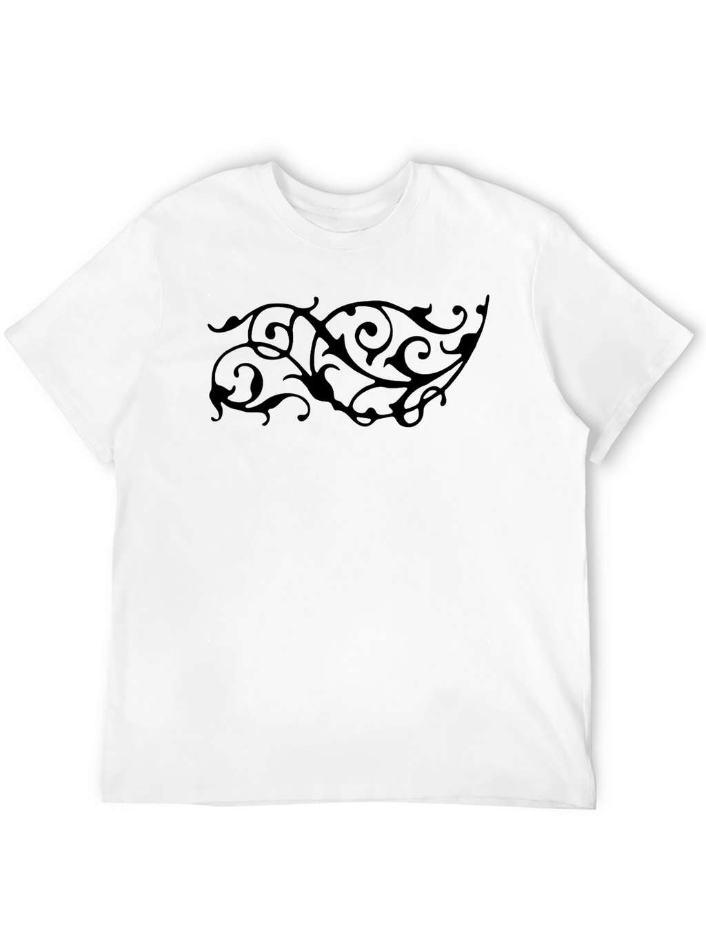 Black Graphic Tee - Elegant Swirl Design