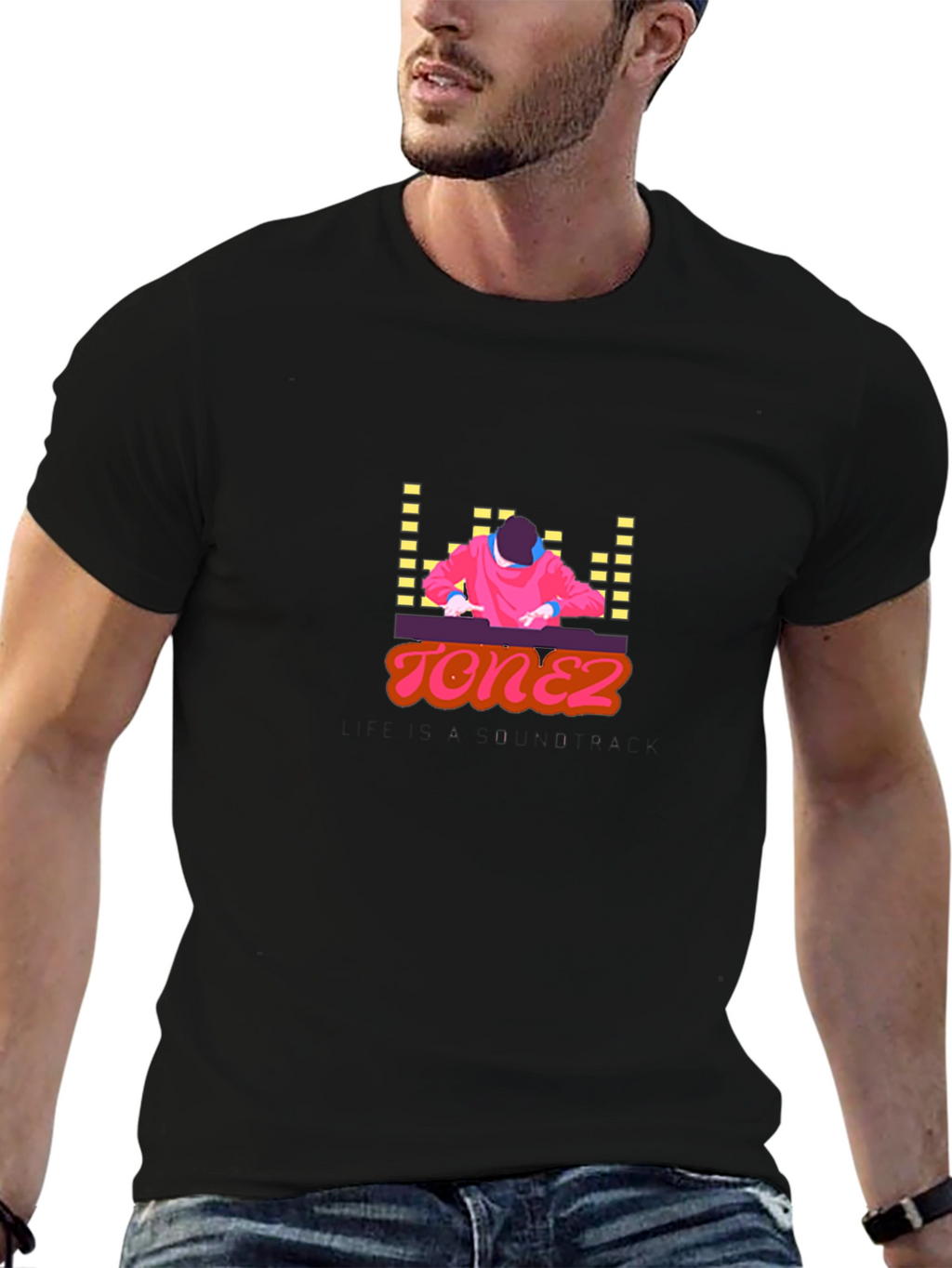 Retro Tonez DJ Graphic T-Shirt - Black
