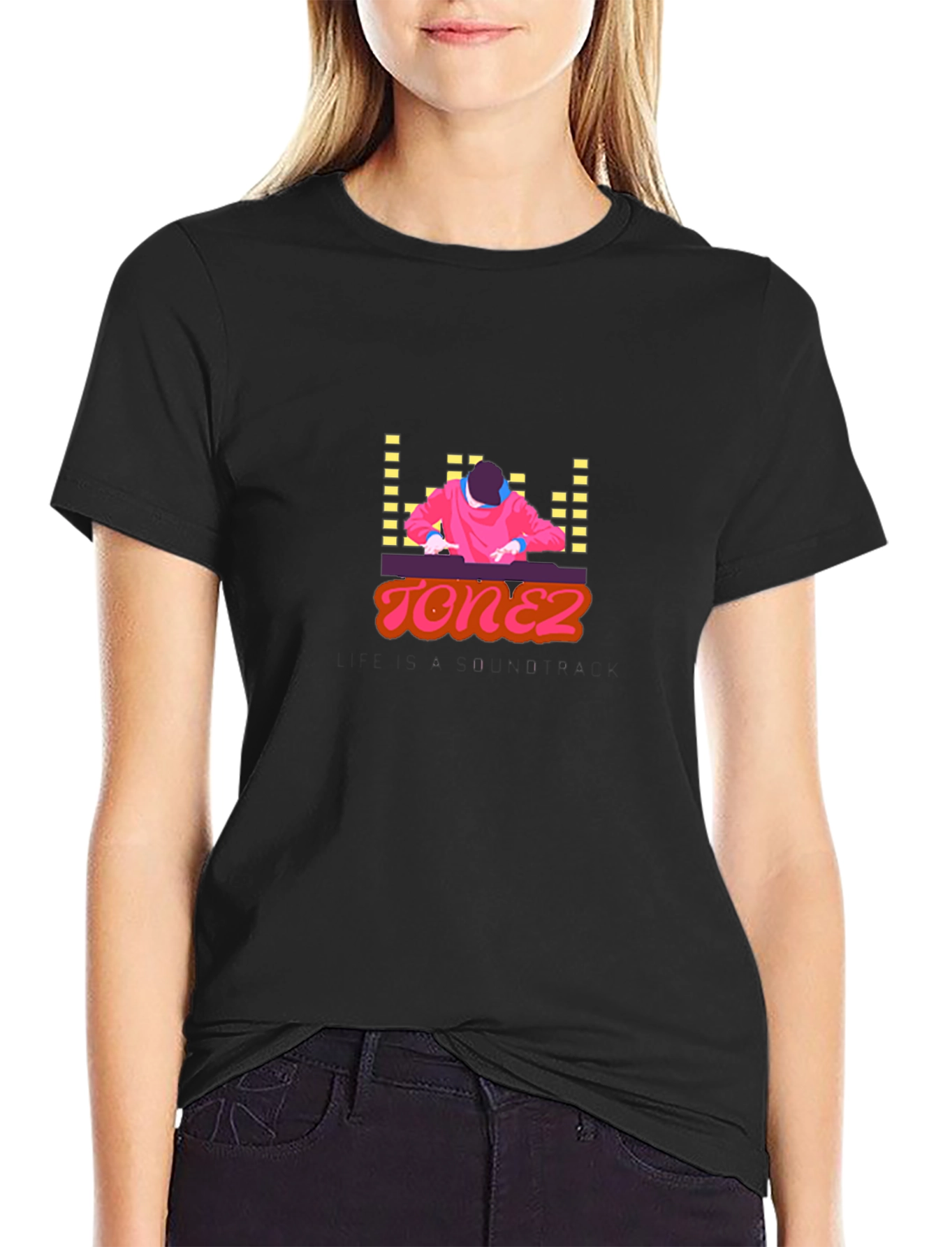 Retro Tonez DJ Graphic T-Shirt - Black
