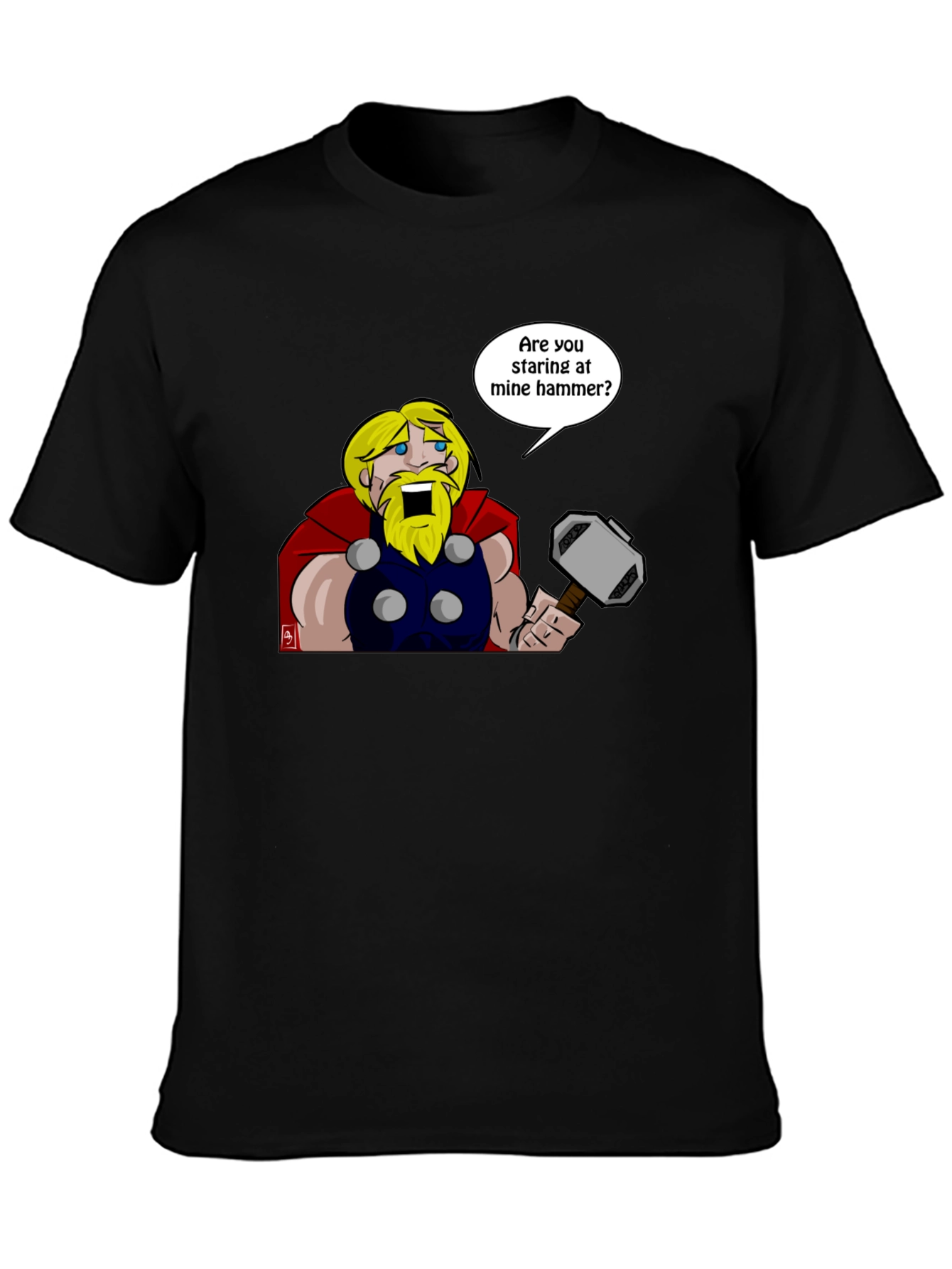 Thor Hammer Graphic T-Shirt - Funny Comic Style