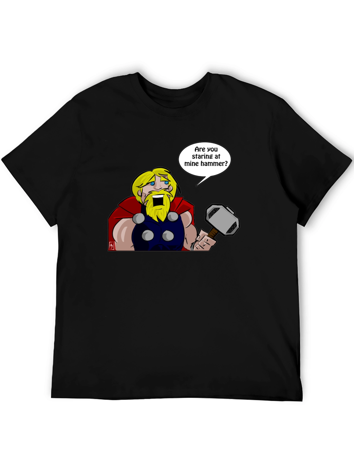 Thor Hammer Graphic T-Shirt - Funny Comic Style