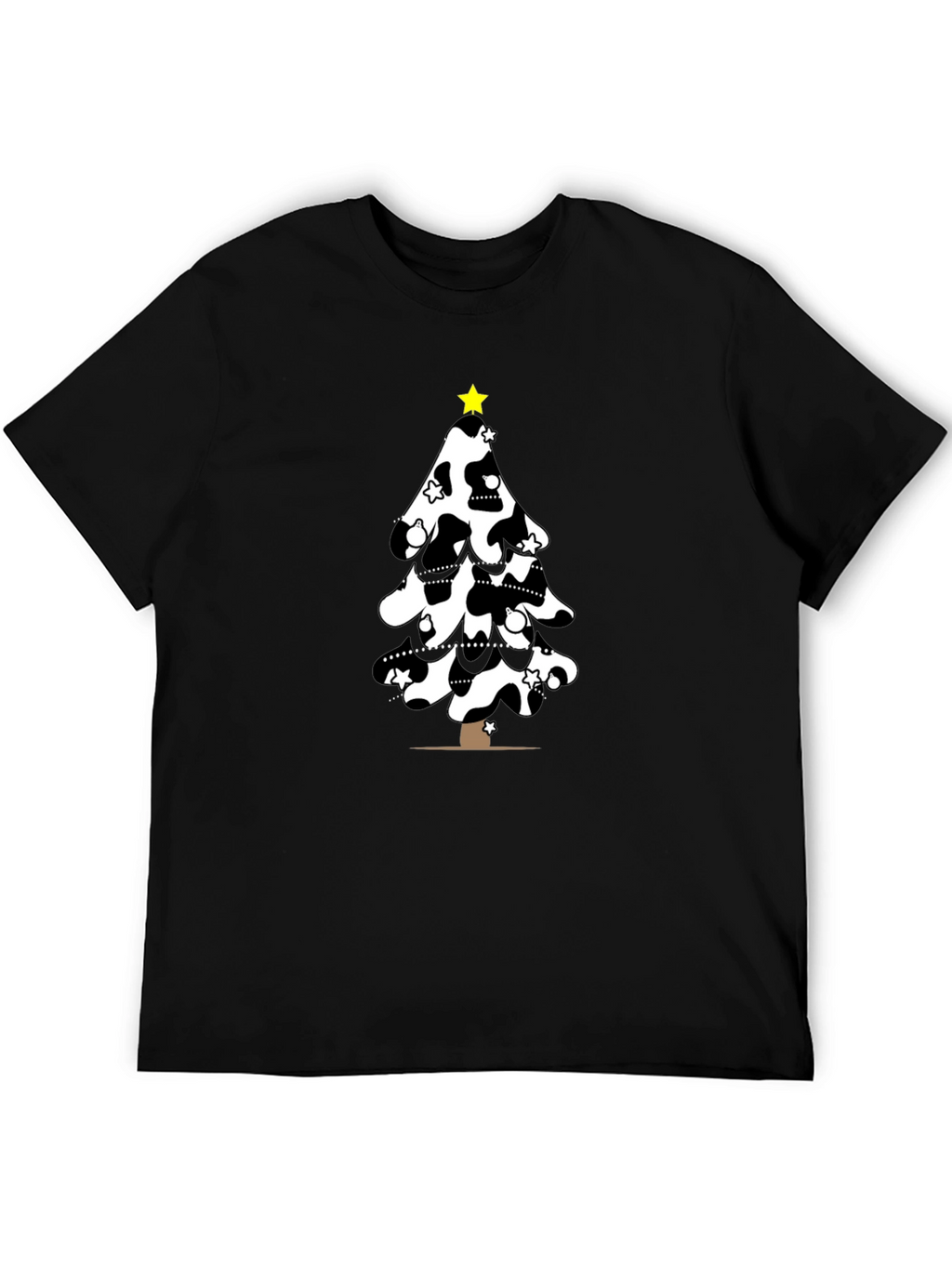 Festive Cow Print Christmas Tree T-Shirt