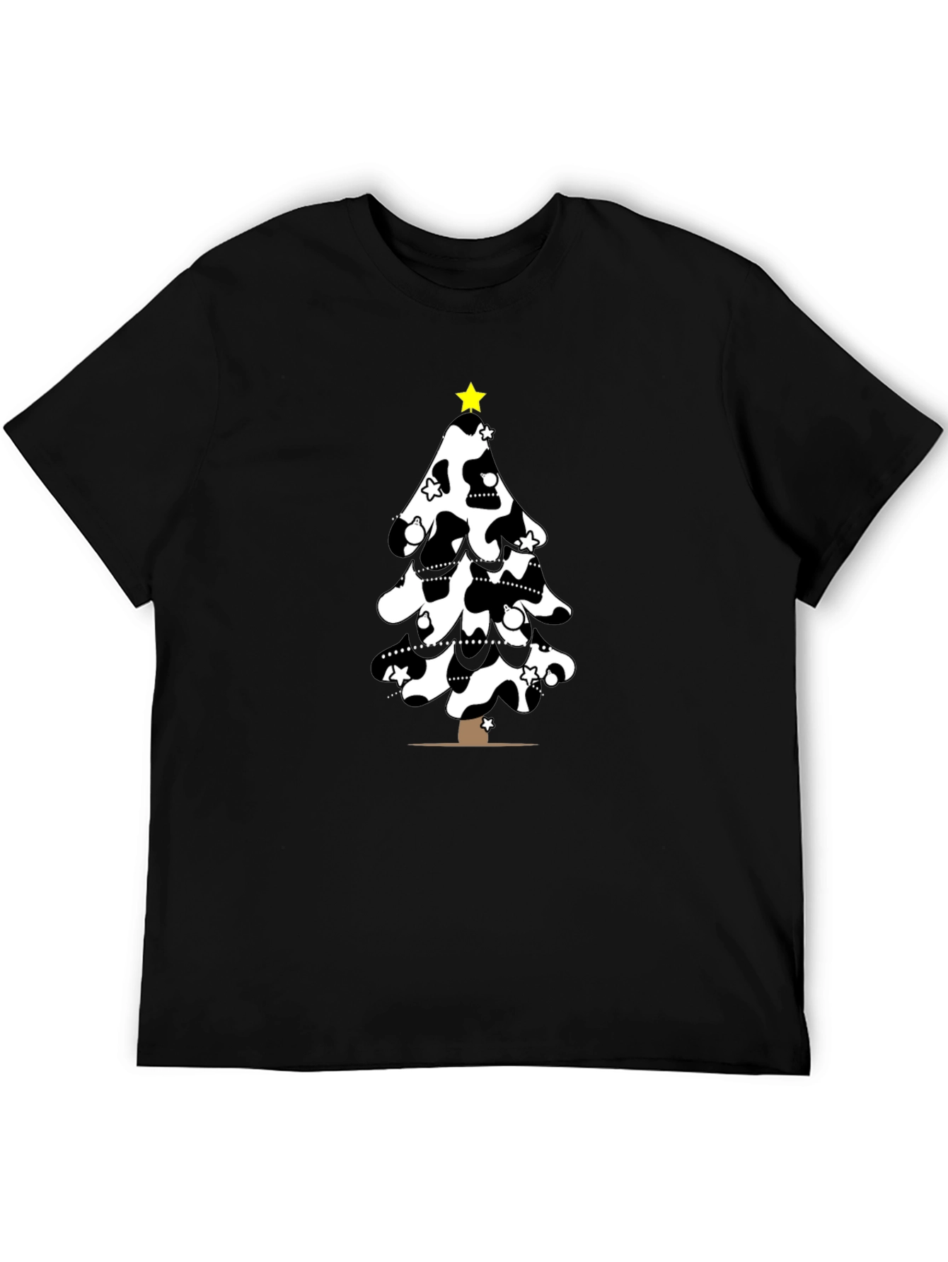 Festive Cow Print Christmas Tree T-Shirt