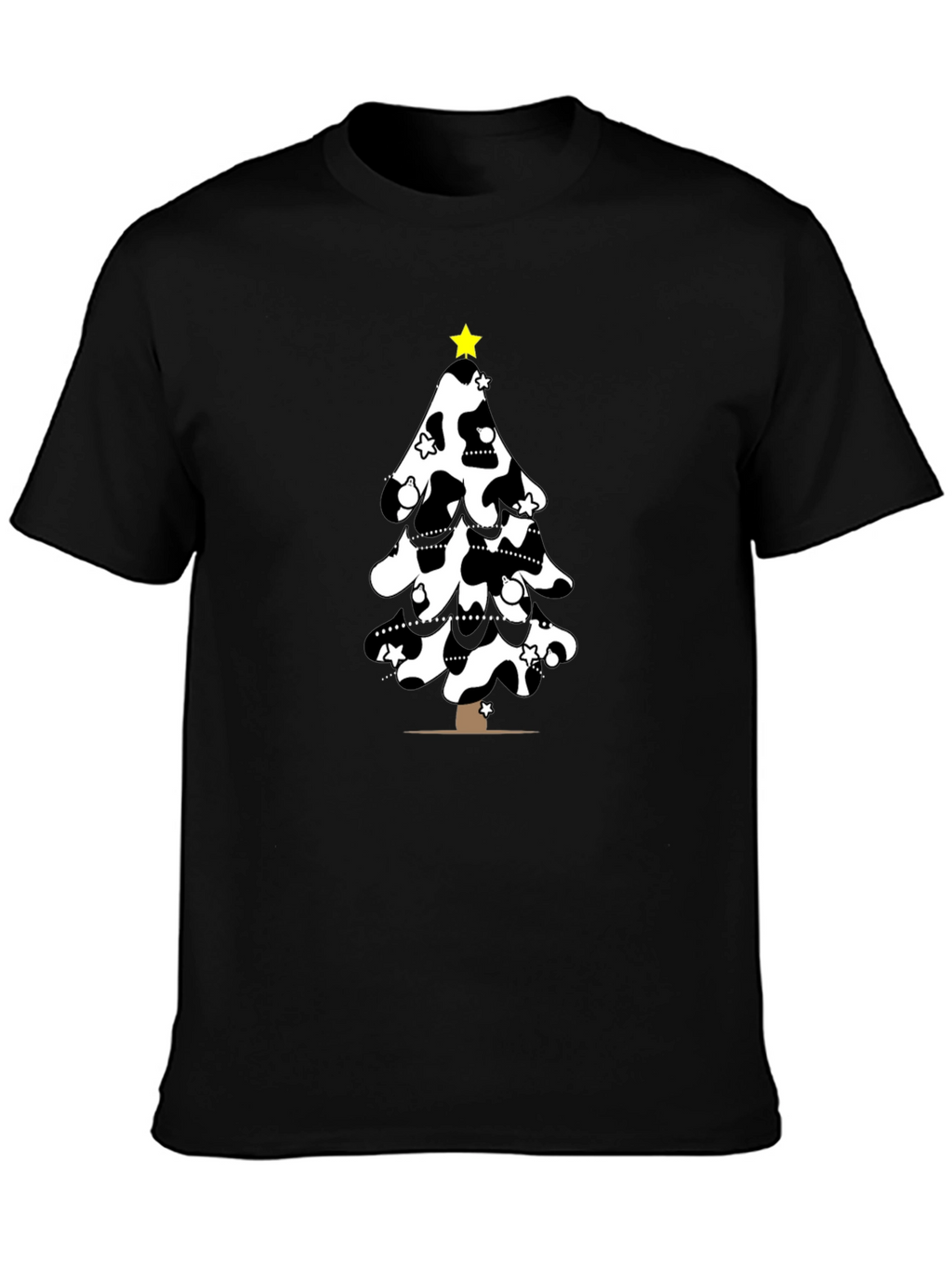 Festive Cow Print Christmas Tree T-Shirt