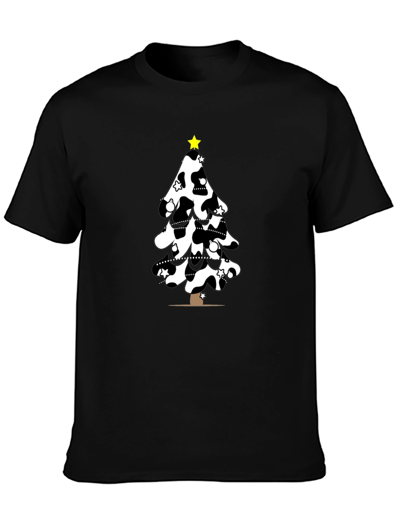 Festive Cow Print Christmas Tree T-Shirt