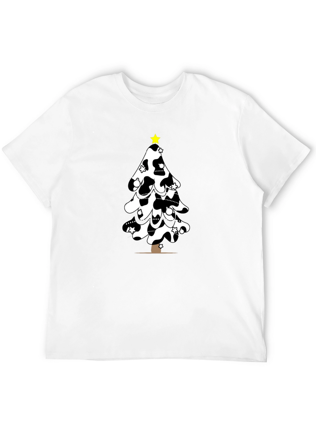 Festive Cow Print Christmas Tree T-Shirt