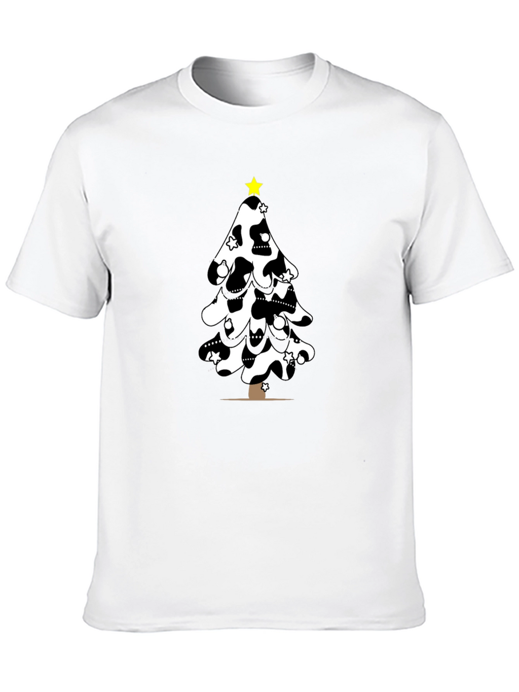 Festive Cow Print Christmas Tree T-Shirt