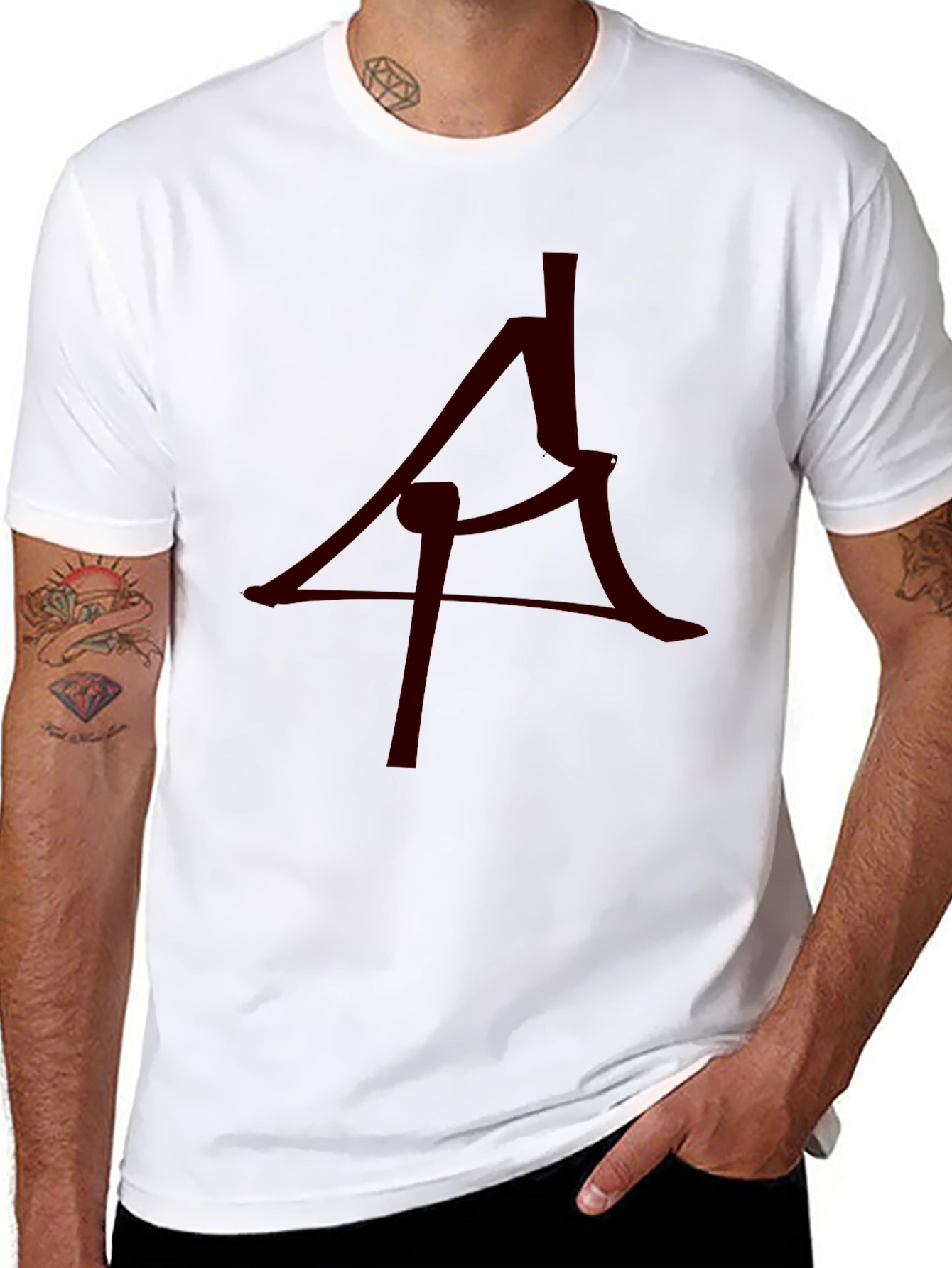 Mens Black T-Shirt with Abstract Symbol