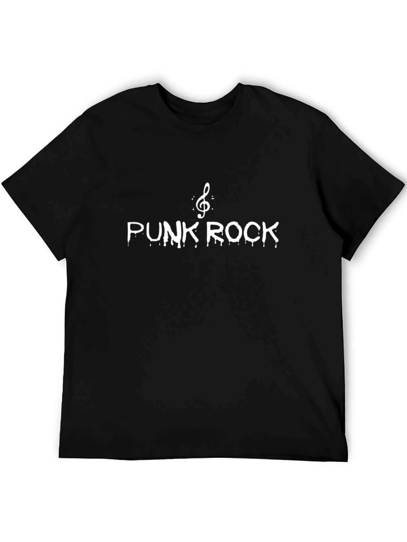 Punk Rock Music Note Graphic Black T-Shirt