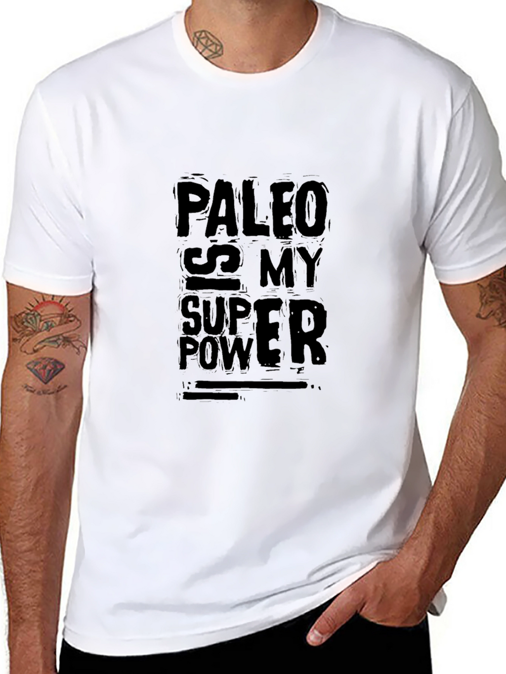 Paleo Is My Superpower Black Graphic Tee
