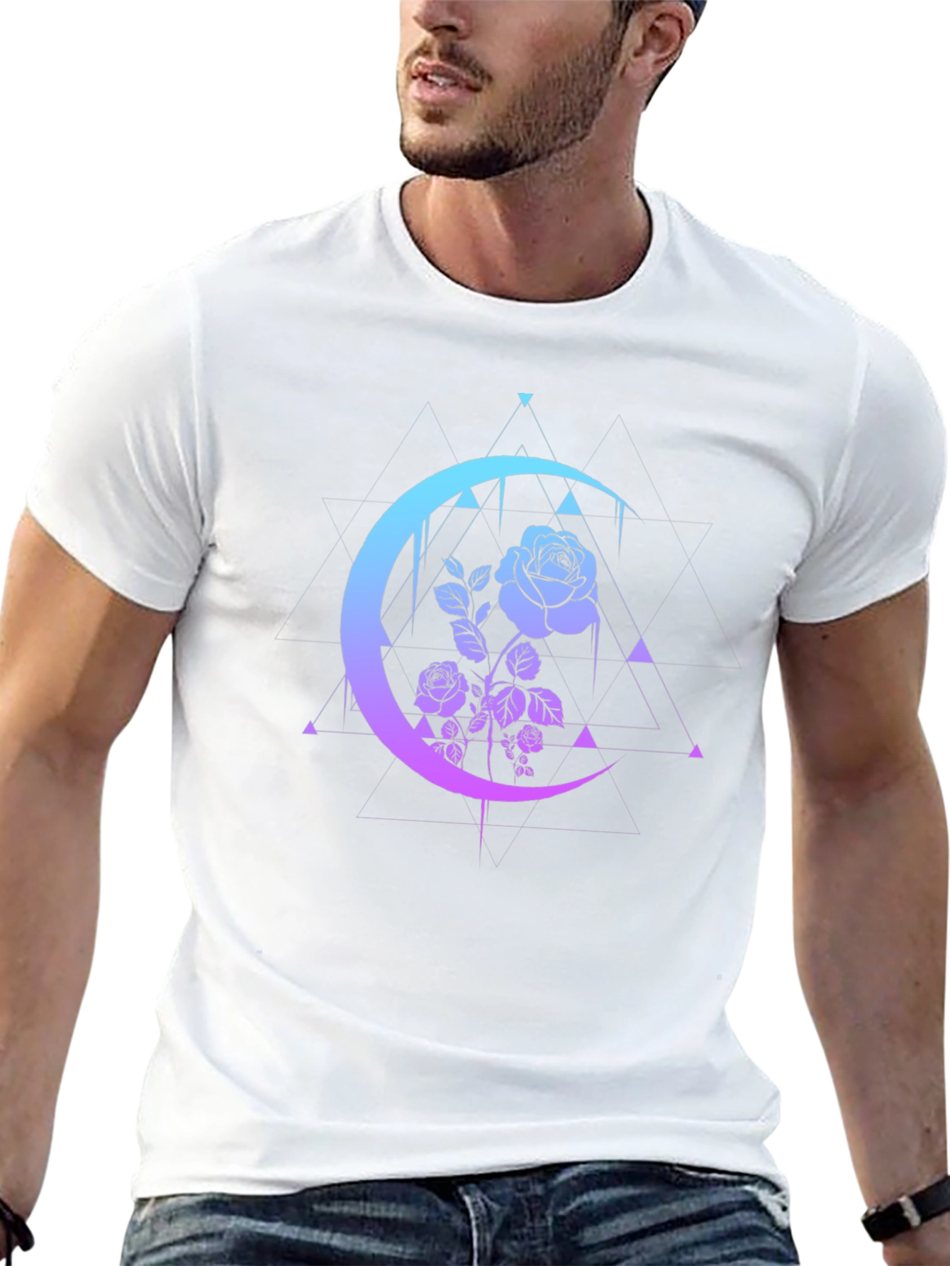 Mystic Rose Moon Graphic Tee - Black