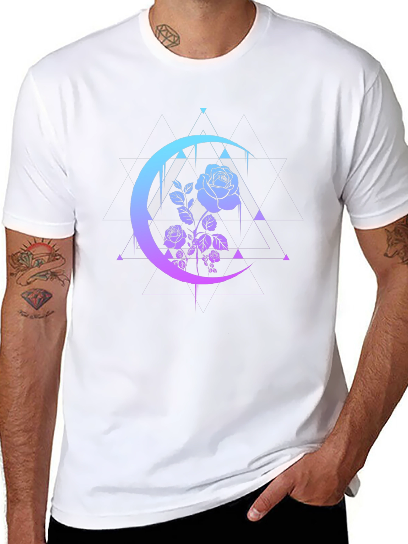 Mystic Rose Moon Graphic Tee - Black